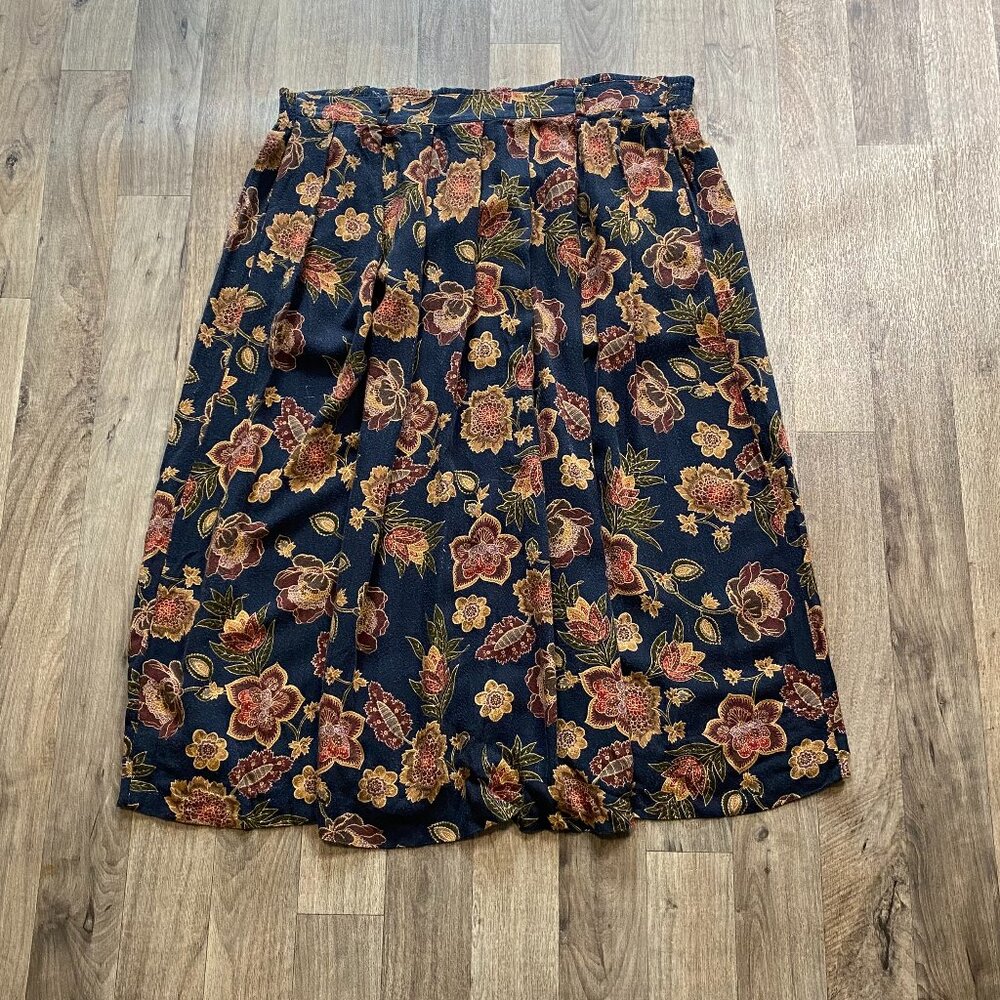 Sag Harbor Floral Pleated Midi Skirt Size Medium *flawed*